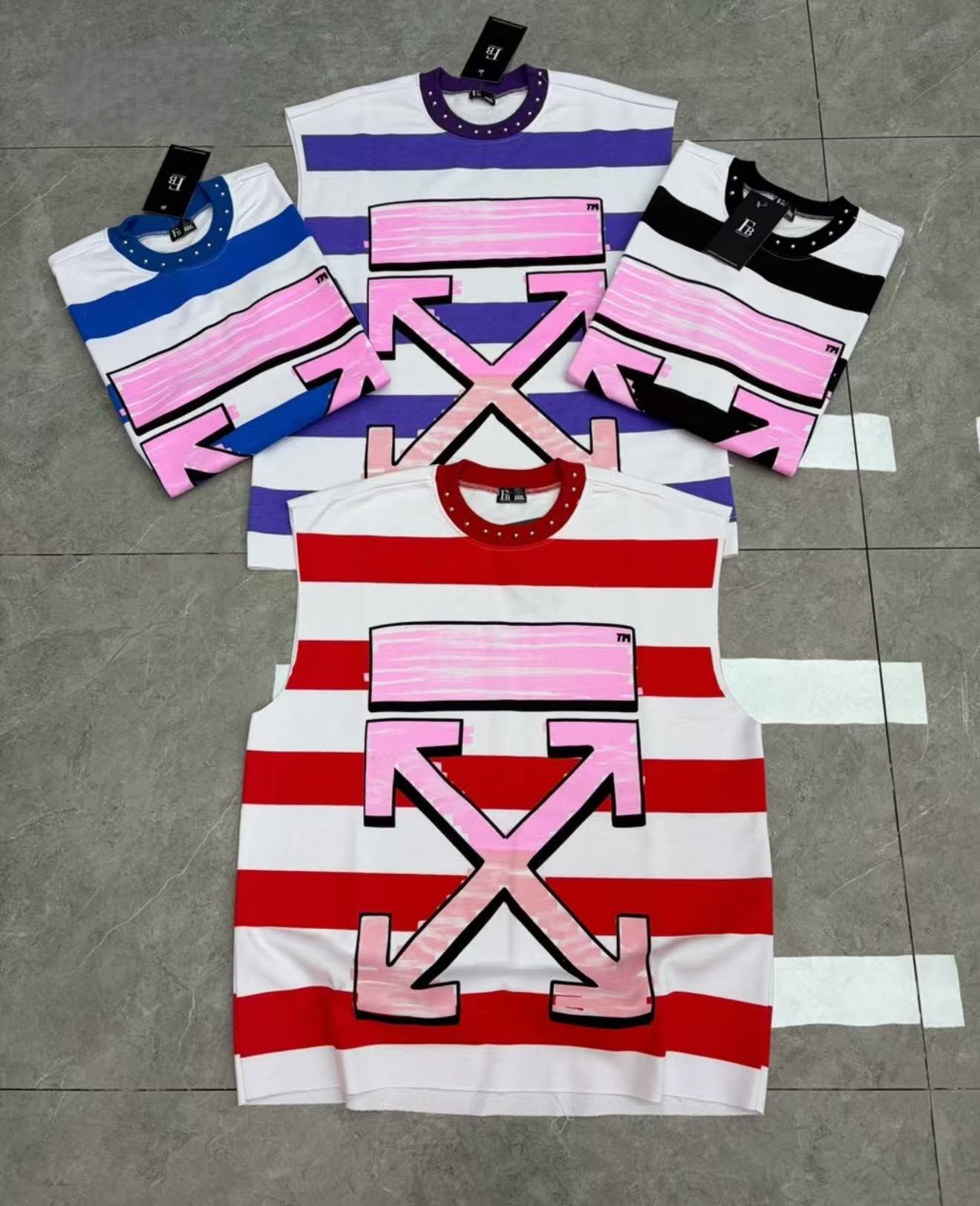Striped Graphic Sleeveless Tank Tops